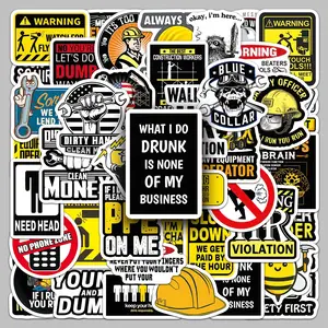 50pcs safety helmet slogan cartoon personality decoration creative phone case glass pencil case album diy stickers