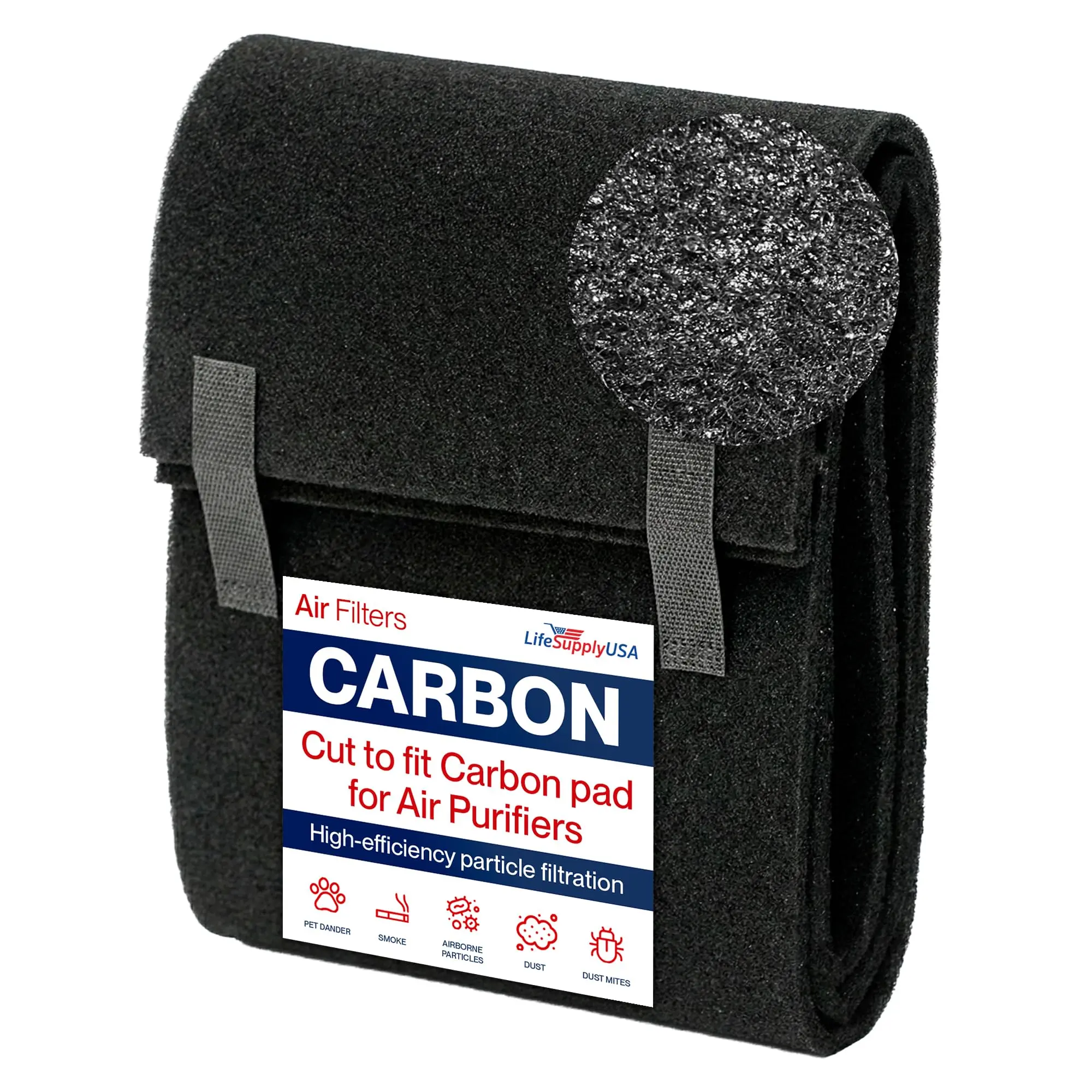 LifeSupplyUSA Highly Absorbent Cut-to-Fit Activated Carbon Replacement Filter Sheet Pack (15.98x48.03x0.2in) - HEPA Universal Odor Eliminator, Home & Work Use, 6-Month Use, Tool-Free Install for HVAC, AC Parts