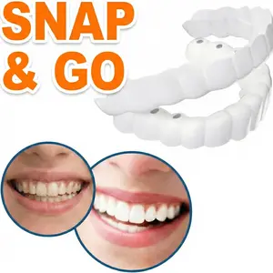【3 PACK】Snap & Go Instant Veneers - Quick Cosmetic Teeth Cover Comfortable Fit Temporary False Teeth for Photo Ready Smile
