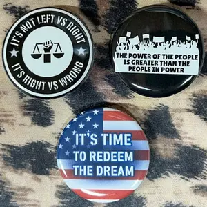 Political Pins - Cory Booker Pin - Power of the People Pin - Anti Trump Right vs Wrong Protest Pins - Leftist Liberal Protest Buttons