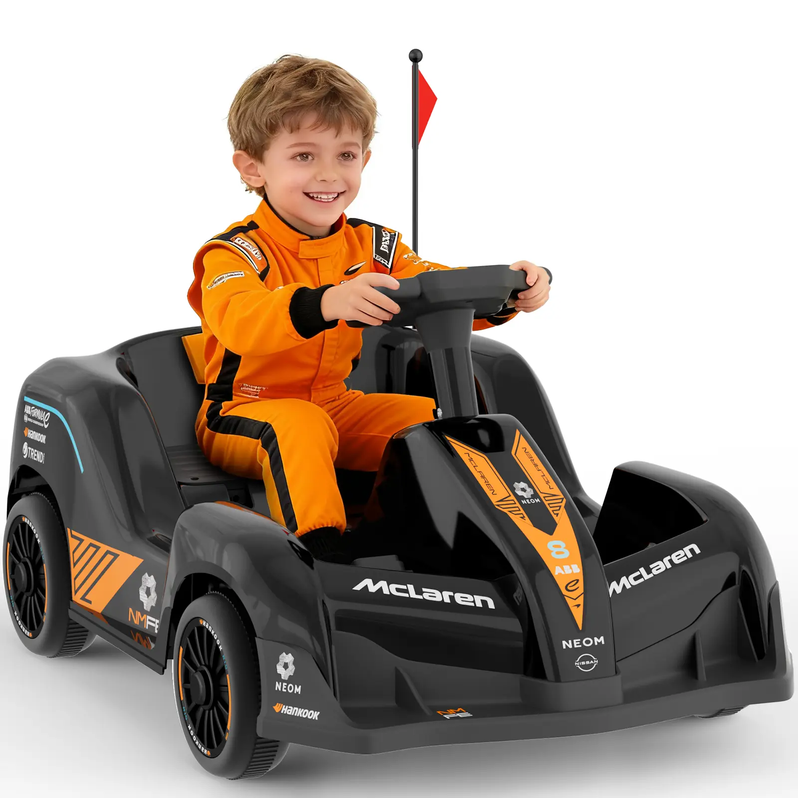 McLaren-Licensed 12V Kids' Electric Ride-On Racing Car (1.5-3 Years) - F1-Style Toy with Parent Remote Control, LED Lights, Music, Horn, 3 Speed Settings, Bluetooth, Entry-Level Ride-On Toy