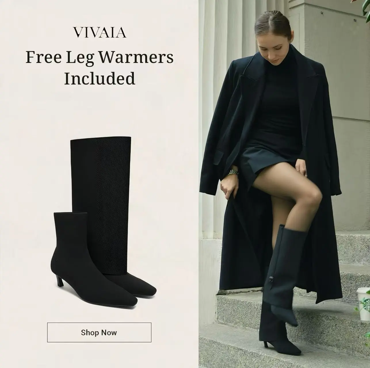 VIVAIA Women's 2-in-1 Convertible Knit Boots, Square-Toe Kitten Heel with Arch Support, Water-Repellent Shoe for Work & Date Night,back to school,back to school haul