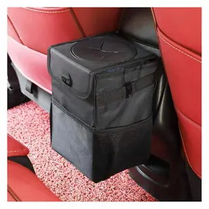 Car Trash Can with Lid - Leakproof Trash Bin Car Garbage Can, Collapsible Automotive Truck Organizer and Storage Bag Car Accessories for Women Men Road Trip Essentials