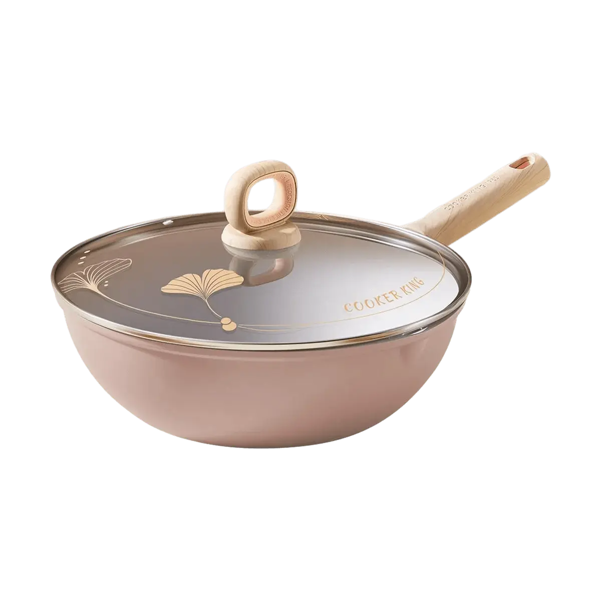COOKER KING 32cm Ceramic Non-Stick Wok Pan - Lightweight, Silky Surface, Oil-Catching Rim, Induction & Gas Stove Compatible, No Glass Lid Included (Cookware)