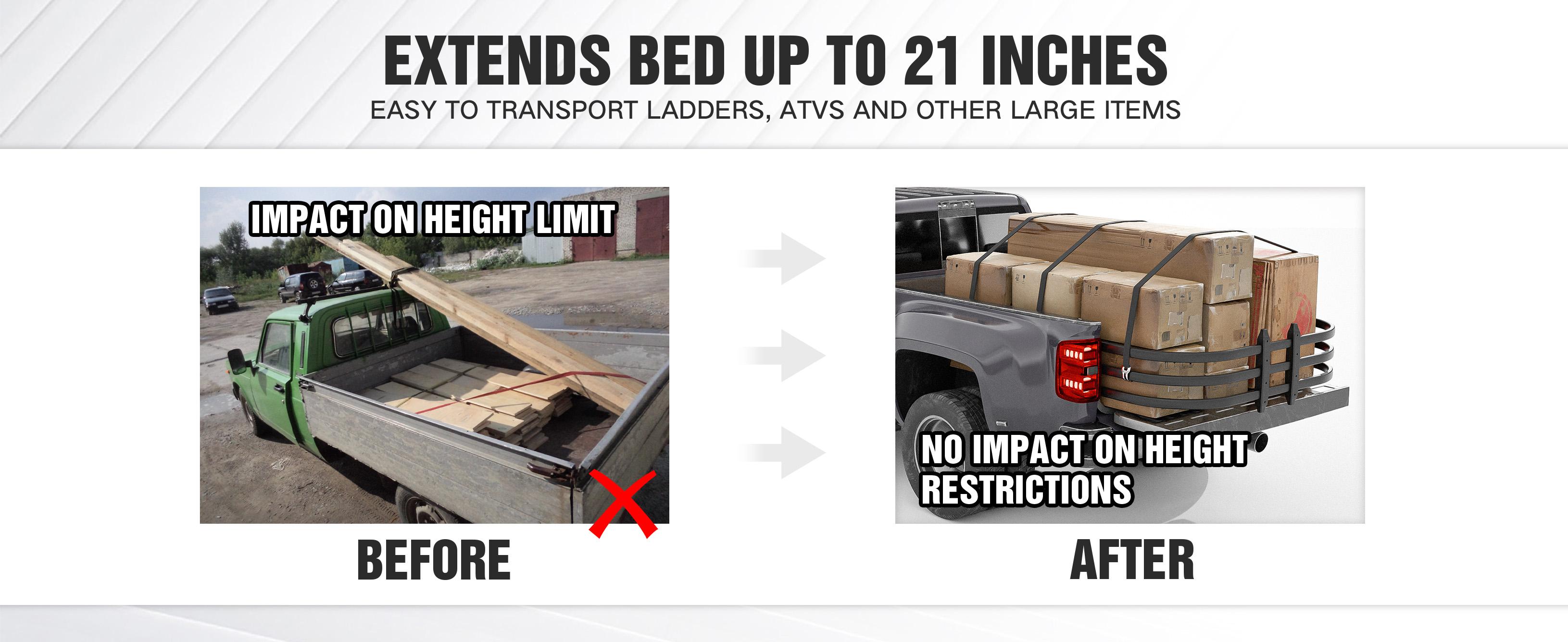 Truck Bed Extender, Aluminum Retractable Tailgate Extender, 49"-61" Adjustable Length, Drill Required, Fits for Toyota Tacoma, Nissan Frontier, Chevy Colorado, GMC Canyon, Maverick, Santa Cruz