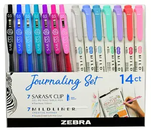 ZEBRA Journaling Set, Mildliner/Sarasa Combo 14 Pack