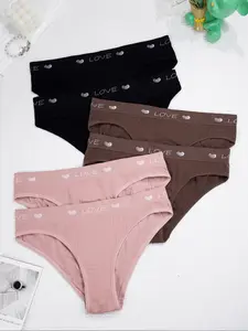 Women's Comfortable Breathable Triangle Underwear, Soft Low Waist Solid Color Multi-Color Combination, Daily Basic Low Waist Thong Panties, Breathable Fit Panties