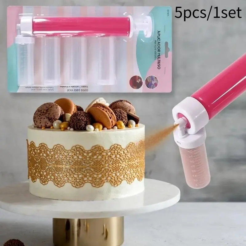 1Set(5pcs)Manual Spray Guns Cake Coloring Duster Baking Cake Spray Tube Baking Tool Pastry Decorating Tools Baking Supplies