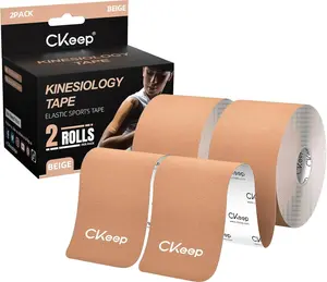Kinesiology Tape, Uncut 2 Rolls 2in x 16ft, Elastic Cotton Athletic Tape, Latex-Free Hypoallergenic Support Tape for Sports, Muscle & Joint Use
