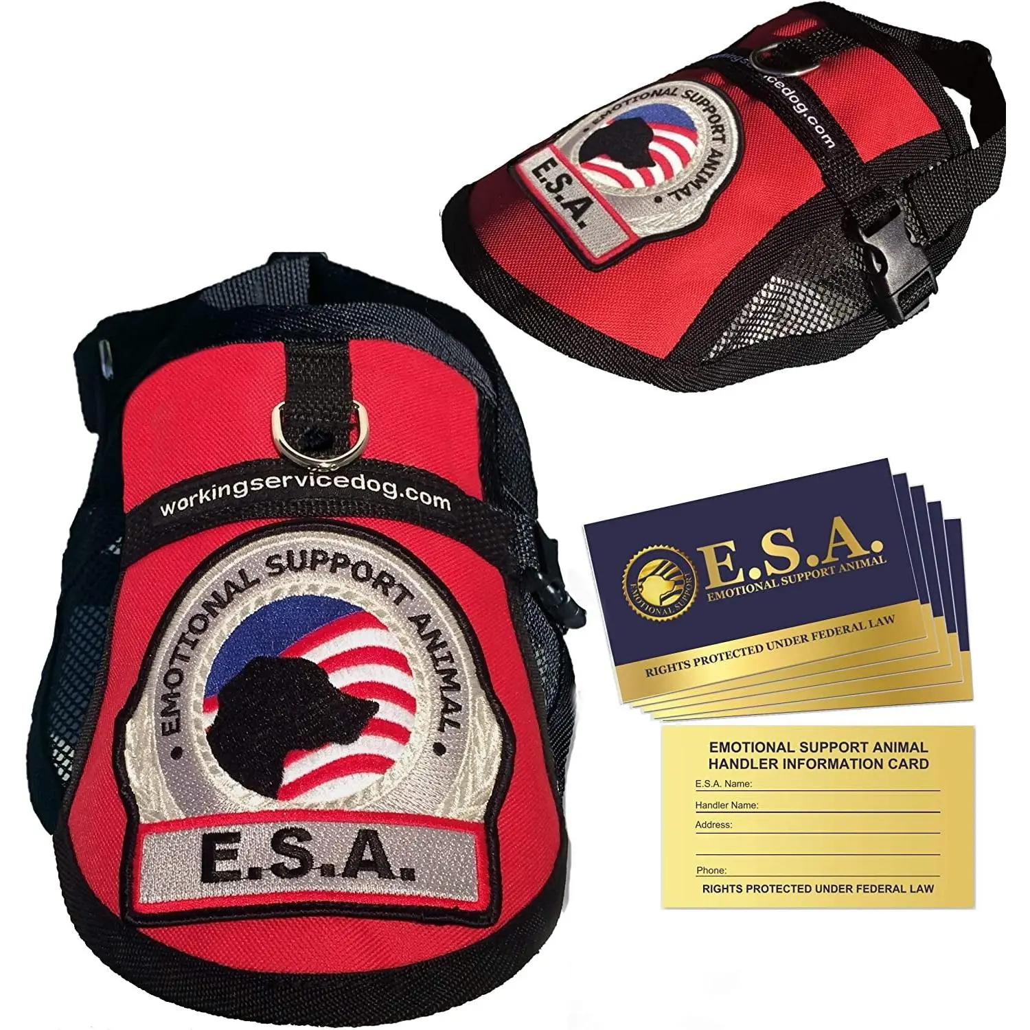 Premium Emotional Support Dog Vest | ESA Dog Vest | Mesh Cooling Panel | Emotional Support Dog Harness | Includes 5 Federal Law ESA Handout Cards (18" - 22")