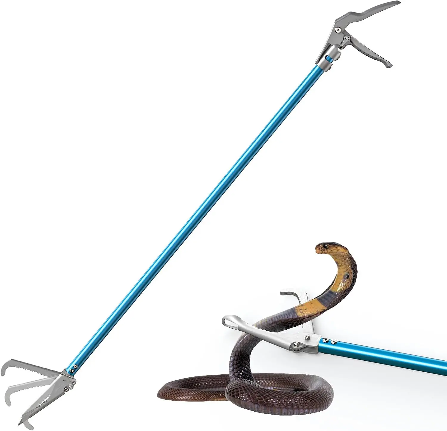 60-inch Professional - Alloy Snake Tong Reptile Grabber Rattle Snake Catcher Wide Jaw Handling Tool with Lock