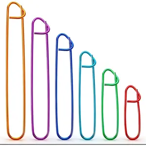 6 count Knitting Stitch Holders, 6 Size  Stitch Holders for Knitting, Color-Coded Stitch Holder Set, Large Safety Pins for Sweaters, Scarves, Crochet & DIY Craft Projects (6 Colors)