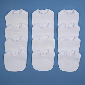 12 Pack Cotton Muslin Baby Bibs – Soft, Breathable & Highly Absorbent Bibs with Adjustable Snap, Multi-Color Unisex Feeding Bibs for Boys & Girls