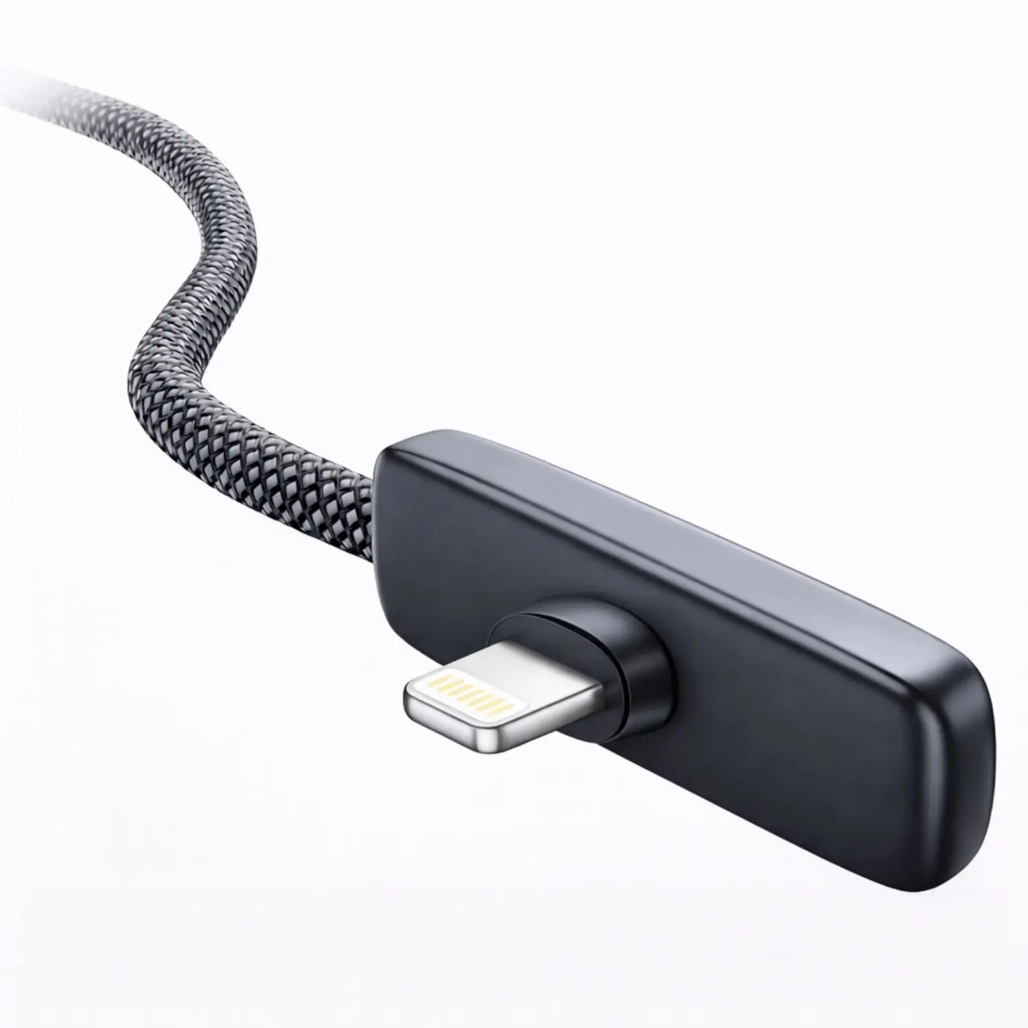 90° Right Angle USB-A to Lightning Charger Cable - Durable Braided Fast Charging Phone Accessory for iPhone 5/6/7/8/X/11/11 Pro Max, No Hand Blocking for Gaming While Plugged