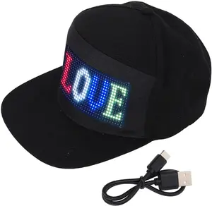 Rayforces NEW 16x32 Full-Color LED Scrolling Hat With Bluetooth App For Custom GIFs Pics Text Removable LED Display for Party Clubs Out