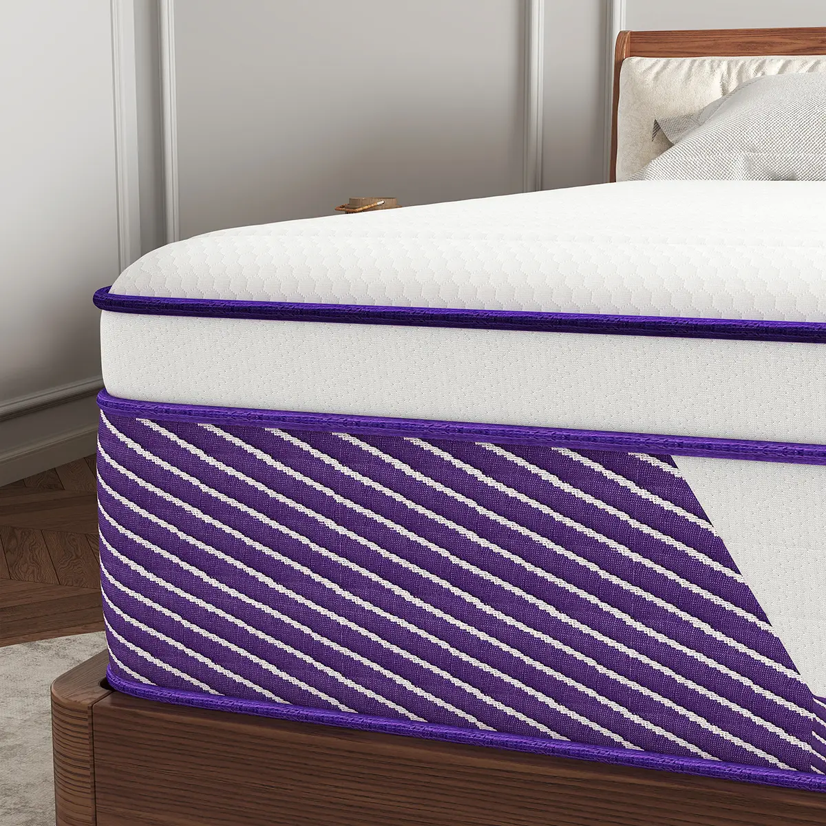 MULINATURE 12" 14" Hybrid Mattress Twin Full Queen King Size Memory Foam Spring Bed In A Box Medium Firm Mattresses Purple Motion Isolation