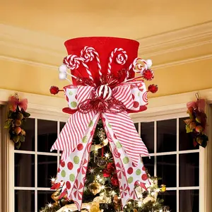 🎄 Candy Cane Christmas Tree Topper | Red & White Festive Holiday Decoration