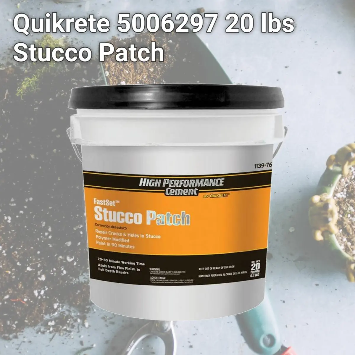 212 MAIN Quikrete 5006297 20 lbs Stucco Patch, Masonry Product for Wall Repair, Plaster Fix Solution