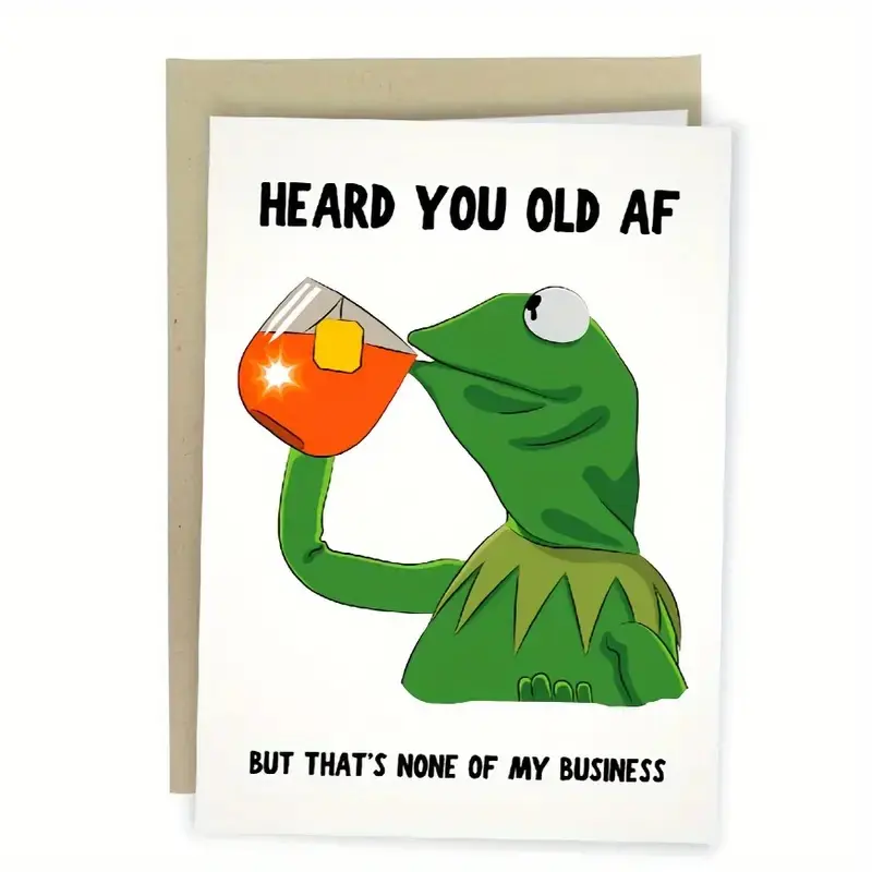 Funny Kermit Birthday Card Cartoon Humor Send Him Or Her Card, Thank You Cards, Birthday Gift, Cards