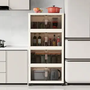 46cm*27cm Plastic Storage Cabinet, 2-6 Layers, Bedroom Closet Organizer, Kids Snack Storage, Durable, Mobile with Wheels, Space-Saving, Modern Design