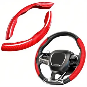 2pcs Carbon Fiber Car Steering Wheel Cover Set, Multiple Color Options,Universal for Most Car Auto Interiors Non-Slip Accessories 15" Diameter 37-38 cm, For BMW Chevrolet Ford Honda Jeep Nissan Toyota Mercedes-Benz Hyundai Volkswagen Tesla Subaru Acura