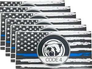 6pcs Thin Blue line Flag Car Sticker Decal, Police Support American Flag Bumper Stickers for Cars Trucks Window Laptop, Bandera de policía la línea Azul para carro