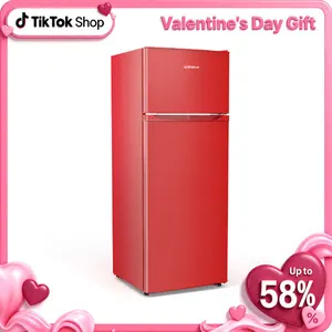 Upstreman mini fridges 7.7 Cu.Ft. Refrigerator with Freezer Double Door Fridge Adjustable Temperature Thermostat Large Capacity Reversible Door Swing Energy-Efficient Compact Mini for Apartment Office Dorm BD75/SD75 Home Appliance