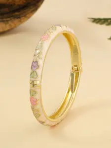 Women's Vintage Enamel Flower Bracelet, Bohemian Style Bangle, Elegant Luxury Jewelry, Perfect for Special Occasions, Boho Style Bracelet