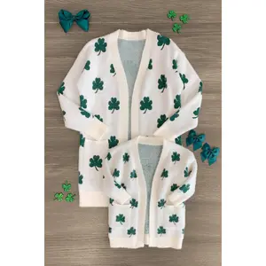 Mom & Me - Cozy Four Leaf Clover Cardigan