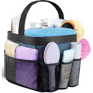 Mesh Shower Caddy Portable for College Dorm Room Essentials with 8 Pockets, Hanging Caddy Dorm Basket, Quick Dry Shower Bag for Bathroom