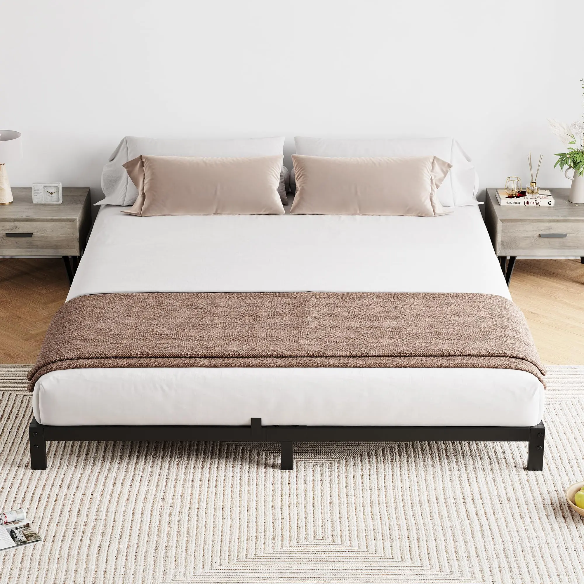 【GARVEE】8 Inch Full Bed Frame No Box Spring Needed, Low Profile Full Metal Platform Bed Frame Support Mattress Foundation, No Box Spring Needed/Easy Assembly/Noise Free/Black