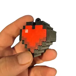 Pixel Heart Fidget Clicker - Must-Have 3D Printed Keychain with Cherry MX Key Switch, Loud Click, Durable Design for Minecraft Fans