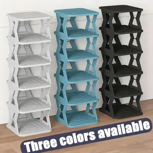 Multi layer foldable single row vertical shoe rack, Shoe Rack Tower, Stackable shoe organizer, compact design, stable structure, space saving, can be assembled, suitable for shoe sorting and storage solutions in entrances, wardrobes, garages