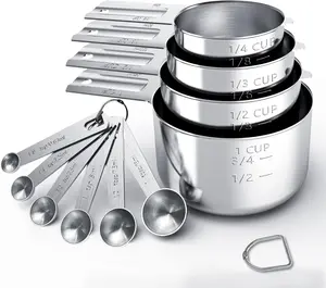 Stainless Steel Measuring Cups & Spoons Set, Cups, Kitchen Gadgets for Cooking & Baking (Medium) Utensils
