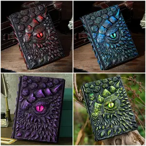 3D Dragon Eye Embossed Resin Engraving Notebook - Handmade Vinyl Hardcover, English, DND Enthusiasts, Doodle Pad, Travel & Art Sketchbook