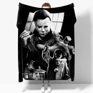 Horror Movie Blanket Halloween Super Soft Cozy Warm Fleece Throw Blanket Fluffy Plush Lightweight Bedding Quilts for All Season Bed Sofa Bedroom Chairs Dorm Camping Couch Gift for Men Women Young Adults Boys Girls 118