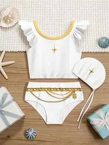 Kpop Demon Hunters Girl Costume Set, Swimsuit + Swim Pants 3-Piece, Spring Summer Fashion, Perfect Gift for Girls, All Seasons, Swimwear Outfits