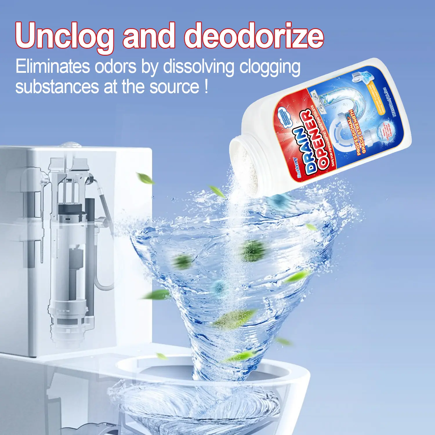Powerful All-in-One Pipe Cleaner Dissolves ClogsFast 99% Bacteria Elimination 350ml Drain Cleaner Duct Unclogging Powder for Kitchen Toilet Quick Cleaning Tool-BY