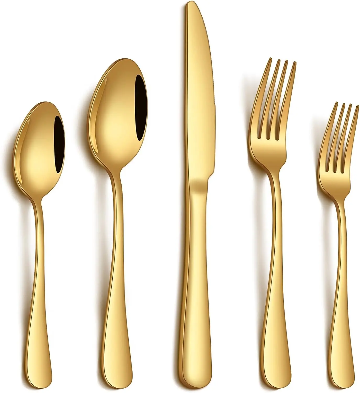 20-Piece Gold Stainless Steel Flatware Set for 4, Food Grade Mirror Polished Utensils (Knife, Fork, Spoon Included), Dishwasher Safe Kitchen Cutlery Tableware