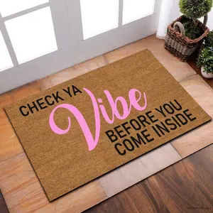 Check Ya Vibe Before You Come Inside,  Pink Mat, Pink Doormat, Vibe Mat, Welcome Doormat, Vibe Check Welcome Mat, Printed in the U.S.A