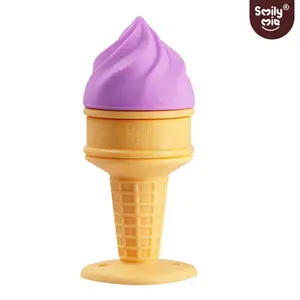 Smily Mia Ice Cream Teether for Newborns - Cold Soothing, Leakproof, Food Grade Silicone Cone, FDA Compliant