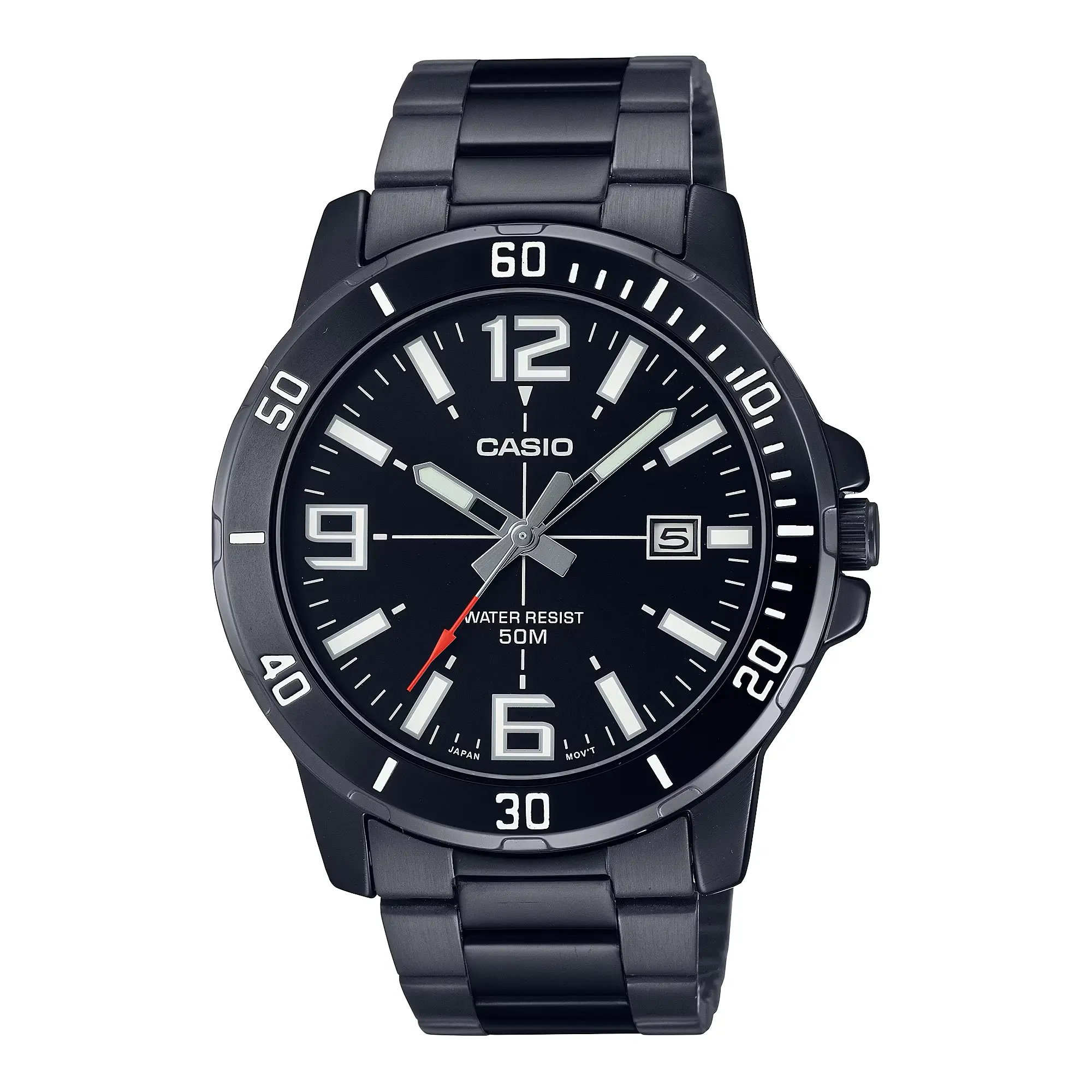 Casio Men’s Black Dial Stainless Steel Bracelet Watch - MTP-VD01B-1BVUDF
