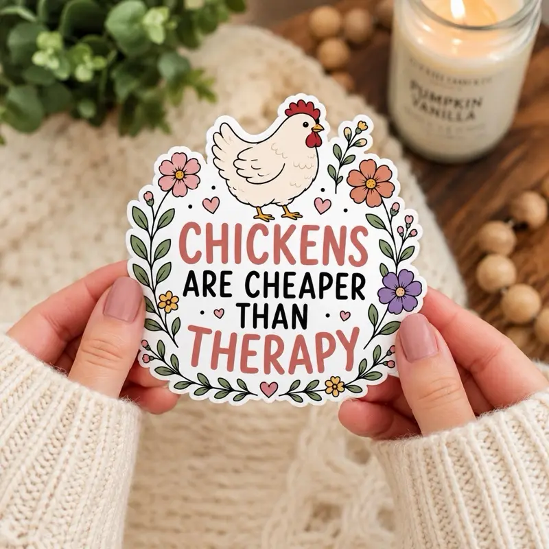 Chickens Are Cheaper Than Therapy Sticker | Funny Chicken Mom Vinyl Decal | Homestead Farmhouse Gift | Backyard Chicken Lover Sticker
