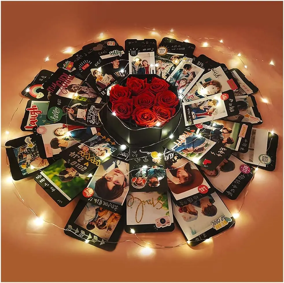 Creative Explosion Box, Scrapbook DIY Photo Album Box for Birthday Anniversary Valentine Day Wedding(Upgrade Version)