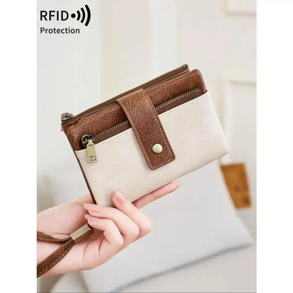 RFID Wristlet Purse for Women, Retro PU Leather Mini Clutch Wallet with Multi-Card Slots for Casual Travel, Mini Bags Women's Clutches & Wristlets, Pouch Size Women's Clutches & Wristlets