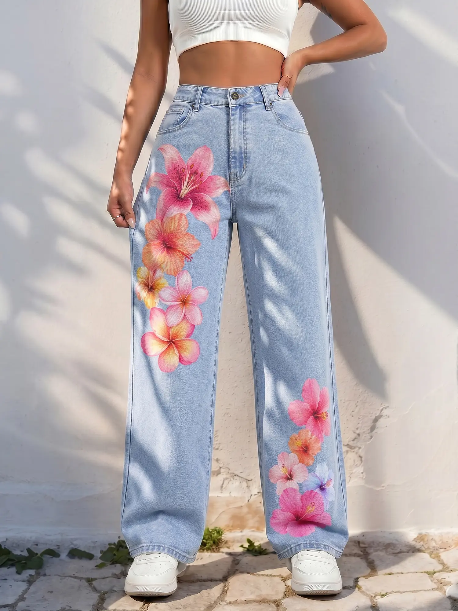 Jr Jeanius Wear Women's High Waist High Stretch Vintage Blue Denim Bottoms Button Y2K Fly Closure, Light Wash Denim Wide Leg Jeans,Slim Fit Seam Detail Straight Wide Leg Jorts, Push Up Figure Pearl Cotton, Summer Streetwear Casual Outfits Catch Print