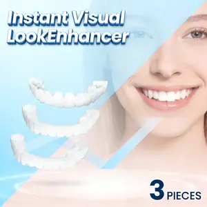 Snap On Veneers Instant Visual Enhancer Affordable Hollywood Smile at Home-3 Pairs Reusable Easy Moldable Temporary Teeth Fix Gap Correction