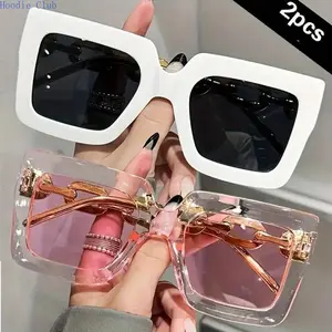 2 Pairs Oversized Fashion Eyeglasses for Women Men Luxury Rose Gold Frame Clear Gradient Lens Stylish Transparent Acrylic Glasses Trendy Daily Wear Party Travel Beach Casual Eyewear Set
