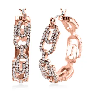 Crystal Paper Clip Hoop Earrings in Rosetone Christmas Gifts