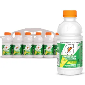 Gatorade Lower Sugar Electrolyte Sports Drink, Lemonade, 12 fl oz Bottles, (12 Pack), 75% Less Sugar, No Artificial Flavors, No Artificial Sweeteners, No Artificial Colors, Hydration